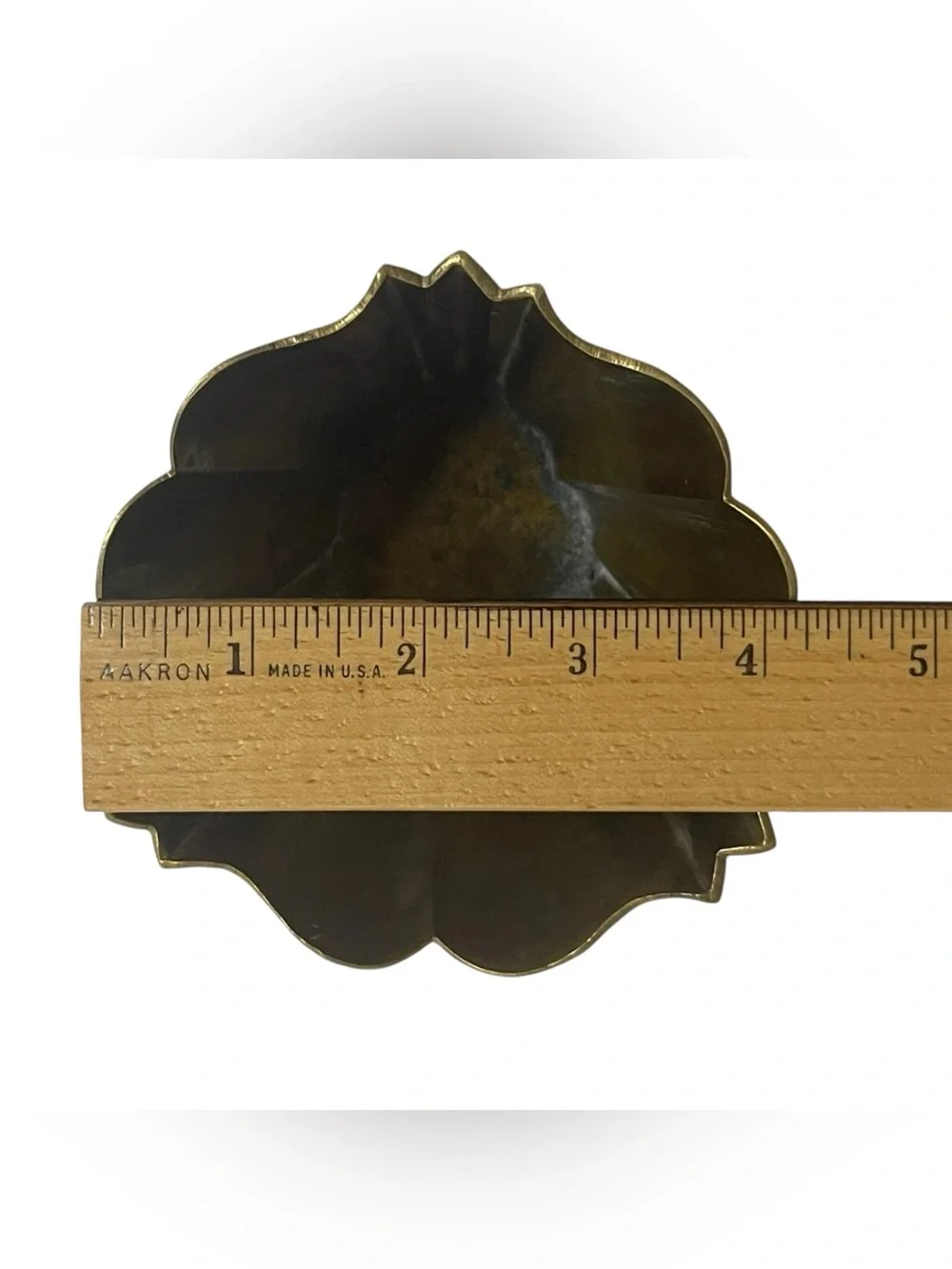 Vintage Solid Brass Vase Planter Scalloped Tulip Mid Century Modern Small 4 Inch